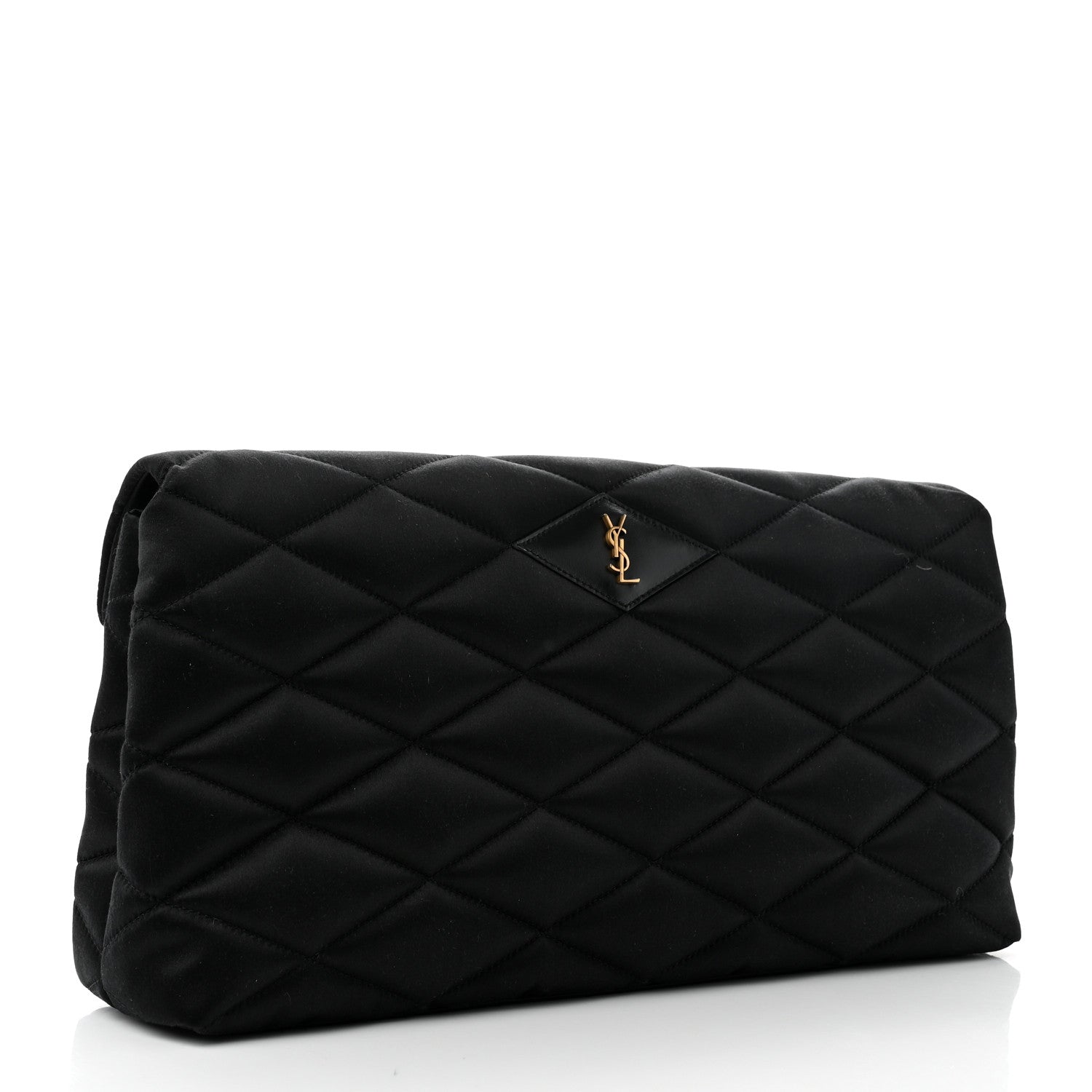 Saint Laurent Satin Quilted Sade Puffer Envelope Clutch Black 2 of 5