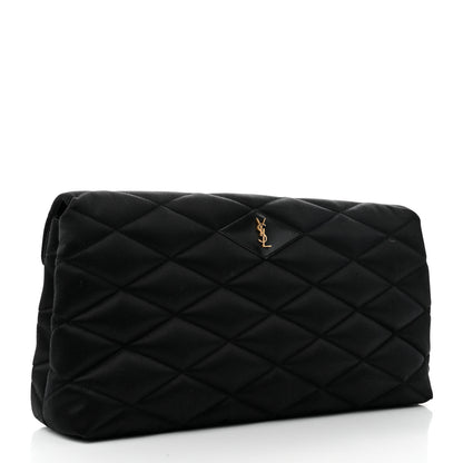 Saint Laurent Satin Quilted Sade Puffer Envelope Clutch Black 2 of 5