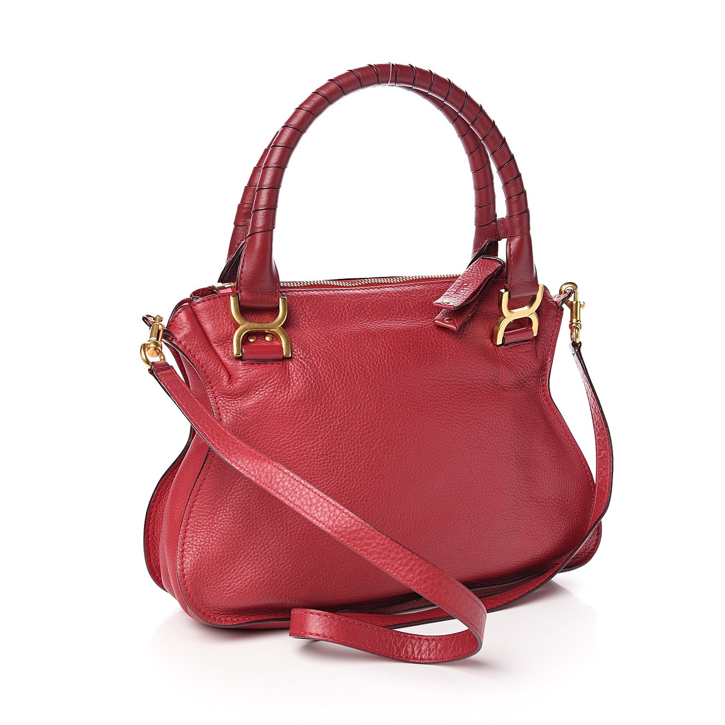 Calfskin Medium Marcie Satchel Peony Red