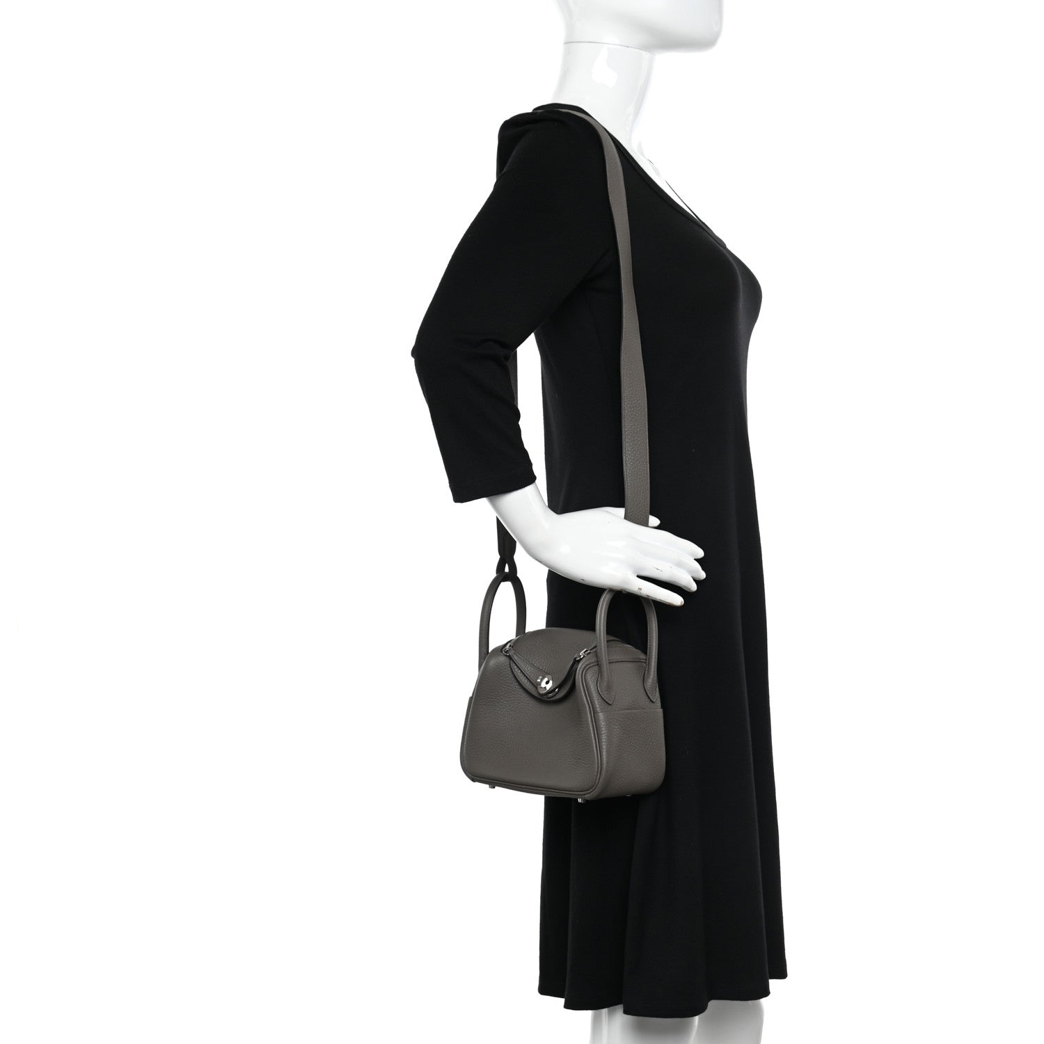 Hermes Taurillon Clemence Mini Lindy 20 Etain 2 of 16