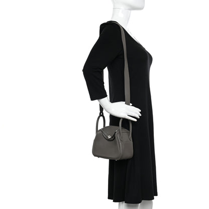 Hermes Taurillon Clemence Mini Lindy 20 Etain 2 of 16