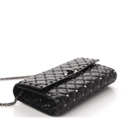 Valentino Garavani Craquele Nappa Rockstud Spike Wallet on Chain Black 4 of 10
