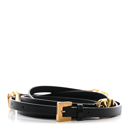 Valentino Garavani Calfskin VLogo Wrap 10mm Belt 75 30 Black 1 of 6