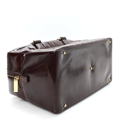Chanel Patent Quilted Chocolate Bar Bowler Burgundy 4 of 11