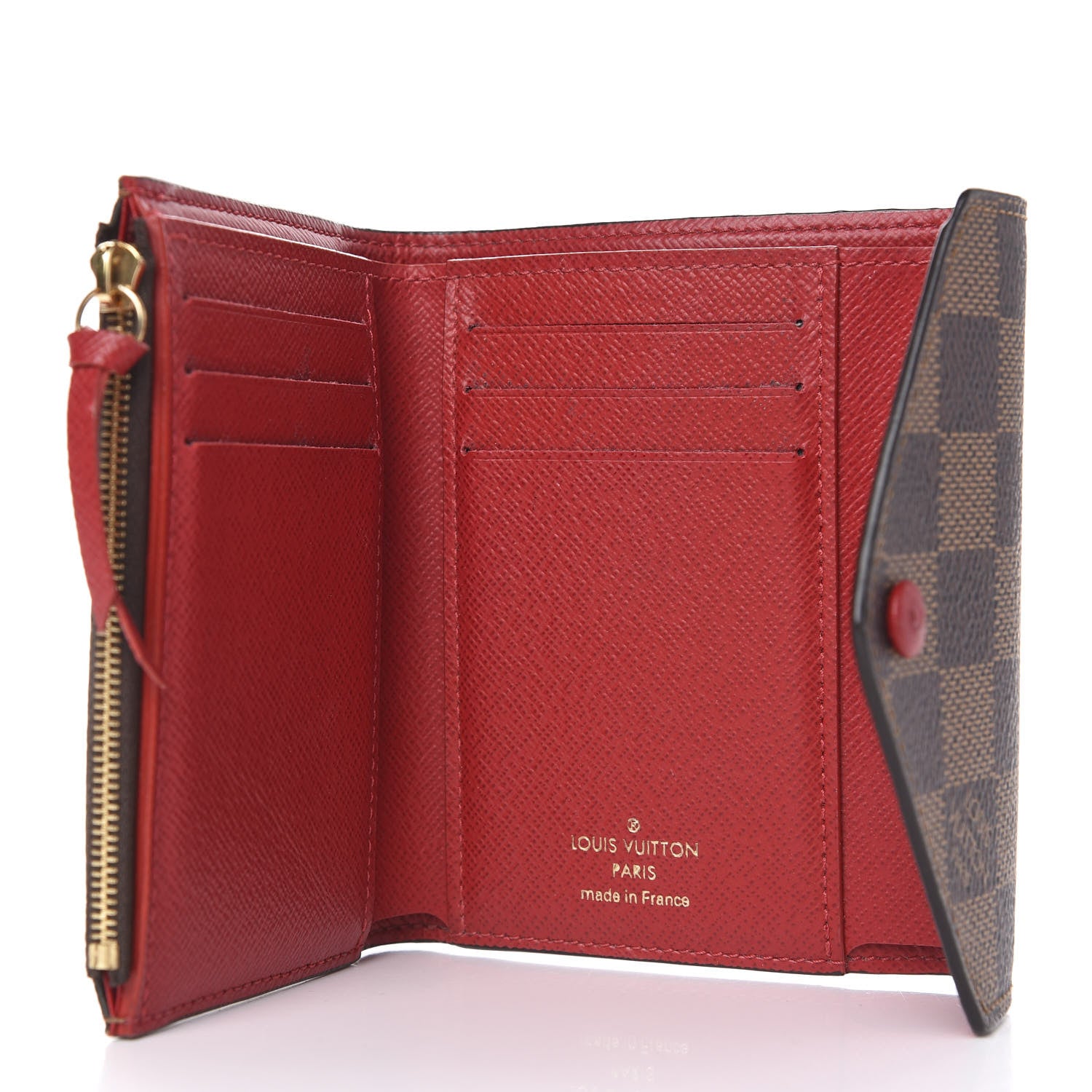 Louis Vuitton Damier Ebene Victorine Wallet Red 5 of 7