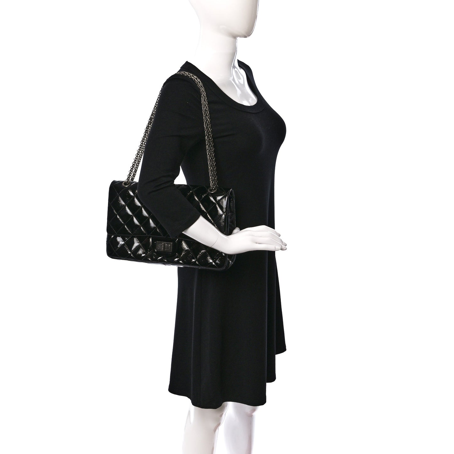 Patent Quilted 2.55 Reissue 226 Flap Black