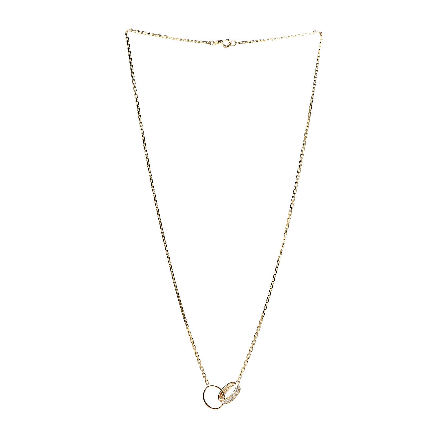 Cartier 18K Yellow Gold Diamond Interlocking LOVE Necklace 2 of 7
