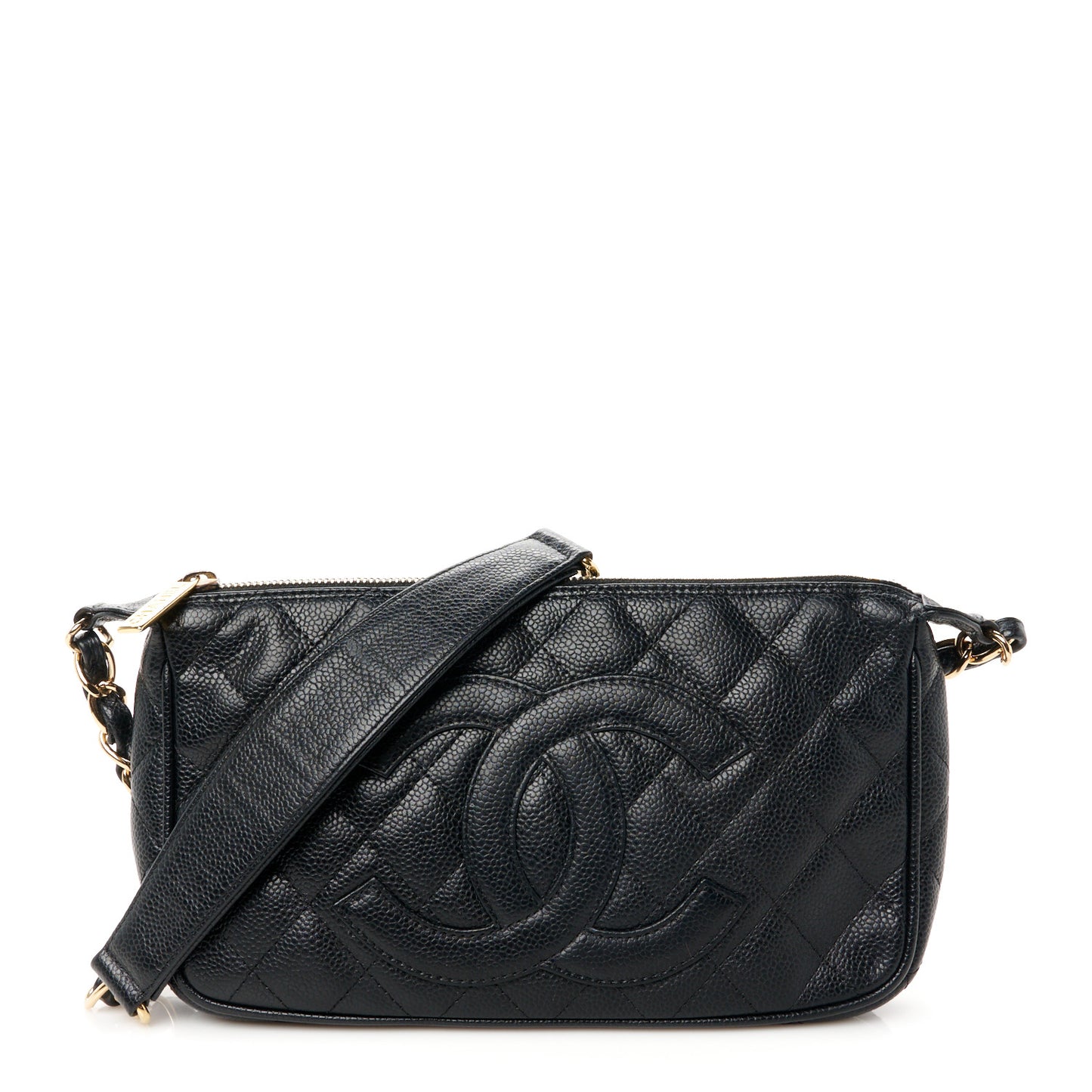 Caviar Quilted CC Shoulder Bag Black