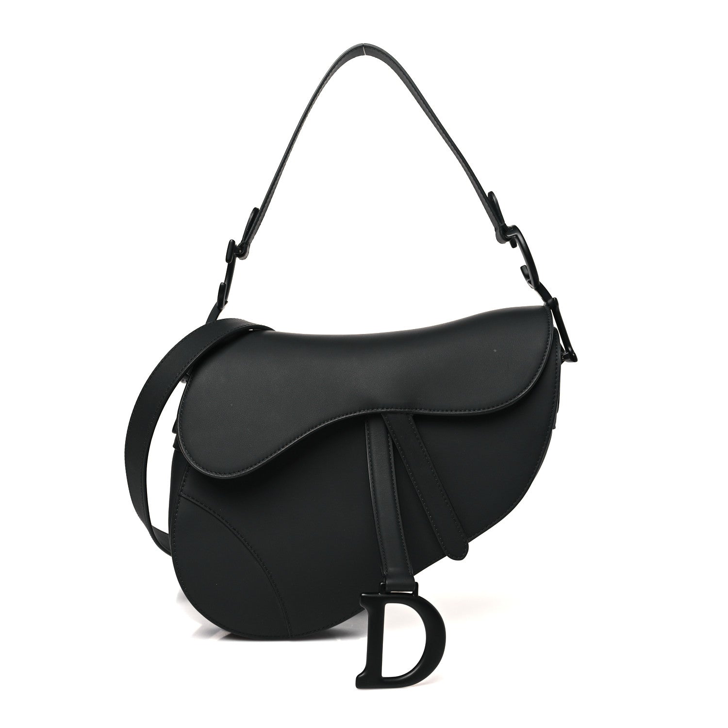 Christian Dior Ultra Matte Calfskin Saddle Bag With Strap Black 1 of 11
