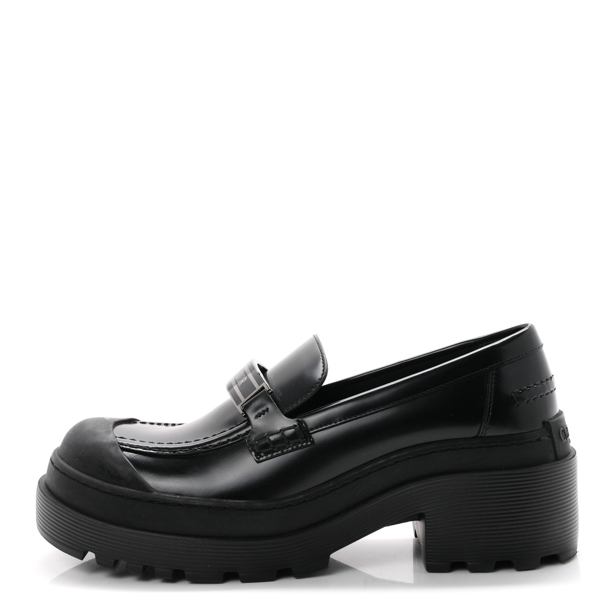 Christian Dior Brushed Calfskin Rubber Dior Code Cap Toe Lug Sole 35mm Loafers 39 Black 1 of 9