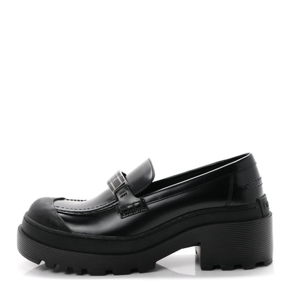 Christian Dior Brushed Calfskin Rubber Dior Code Cap Toe Lug Sole 35mm Loafers 39 Black 1 of 9