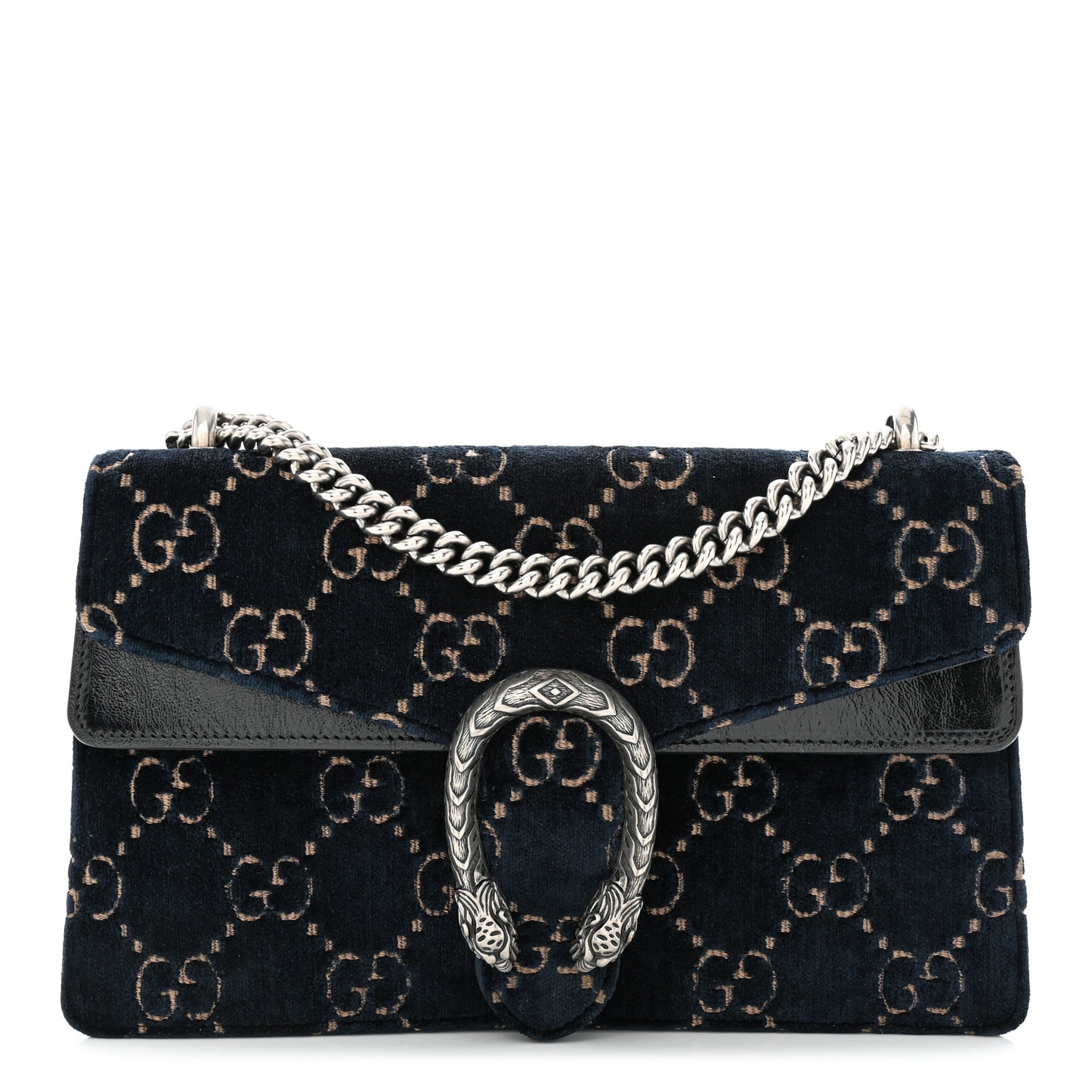 Velvet Skipper GG Monogram Small Dionysus Shoulder Bag Blue Beige Black