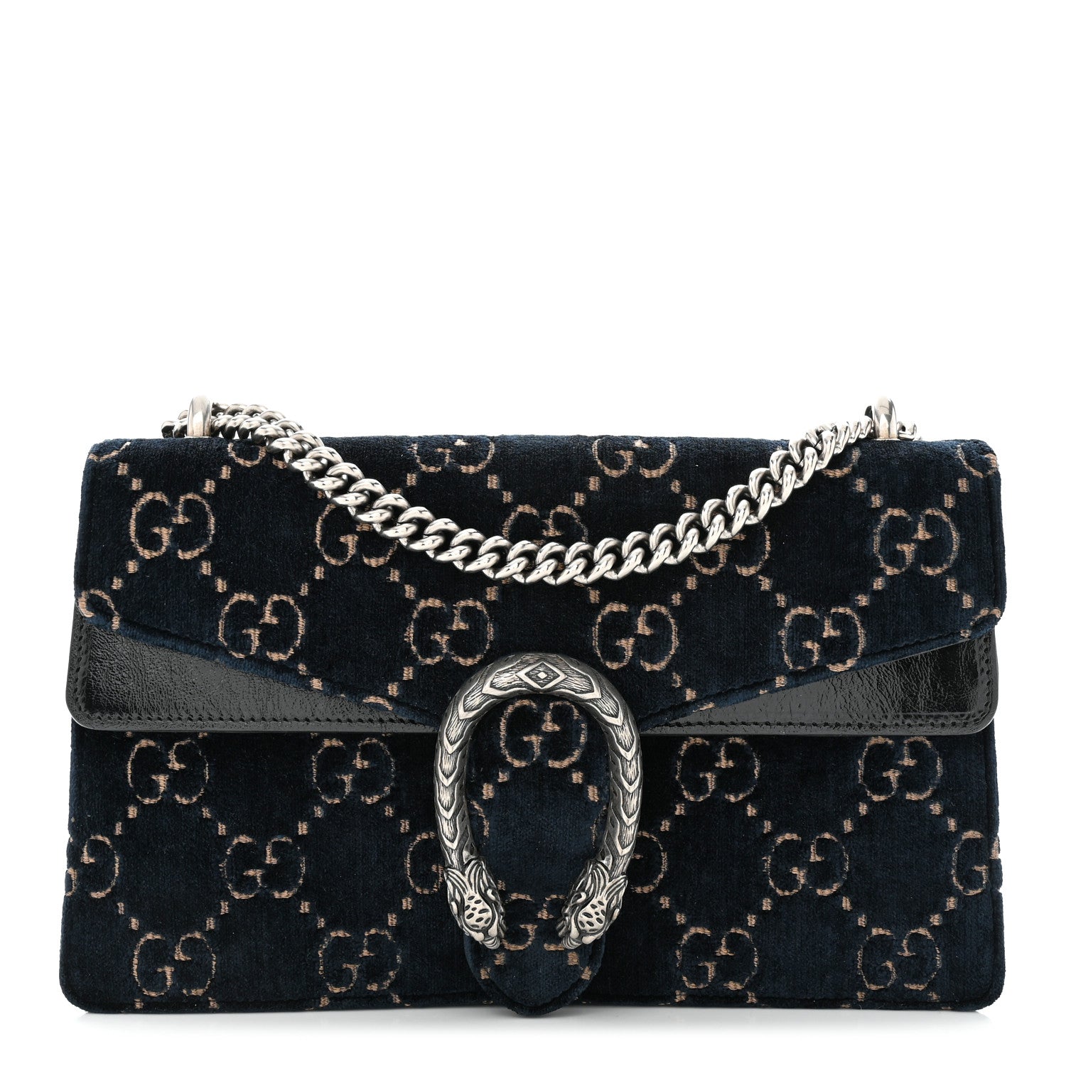 Gucci Velvet Skipper GG Monogram Small Dionysus Shoulder Bag Blue Beige Black 1 of 10