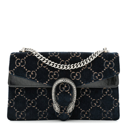 Gucci Velvet Skipper GG Monogram Small Dionysus Shoulder Bag Blue Beige Black 1 of 10