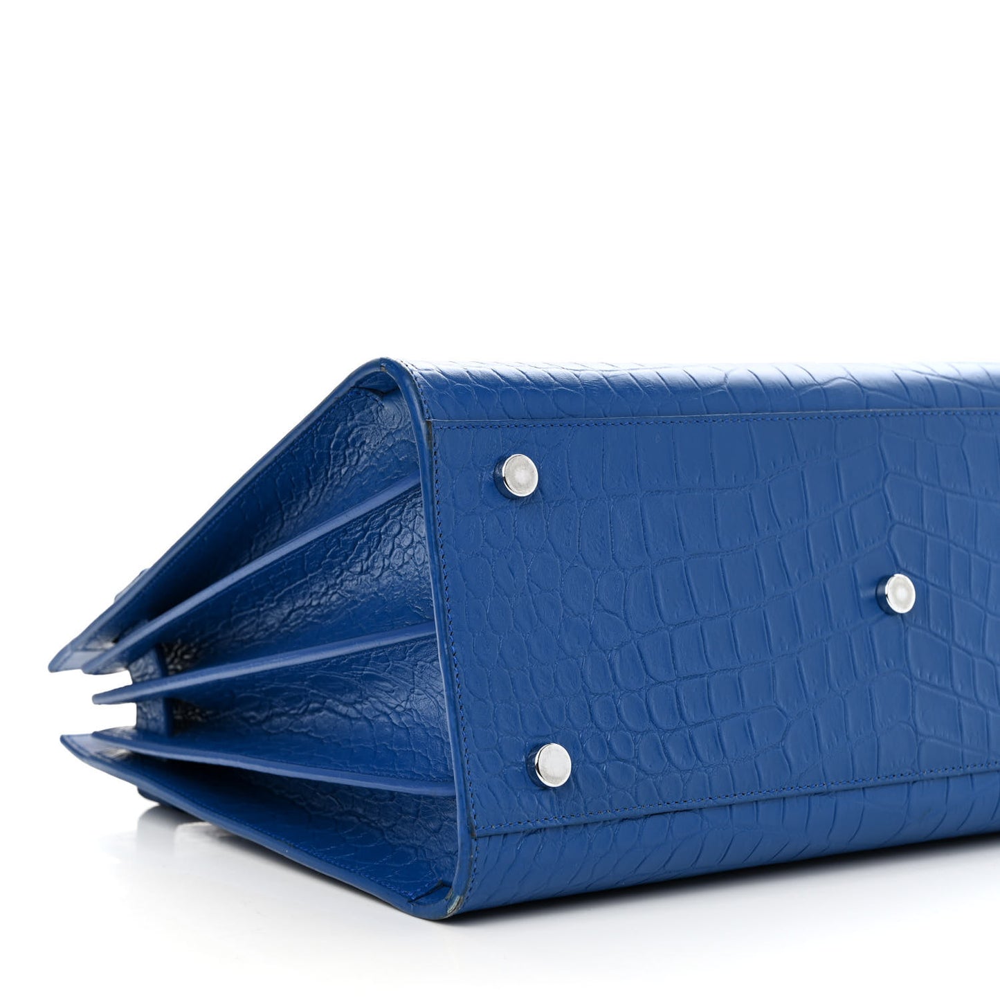 Calfskin Crocodile Embossed Small Sac de Jour Royal Blue