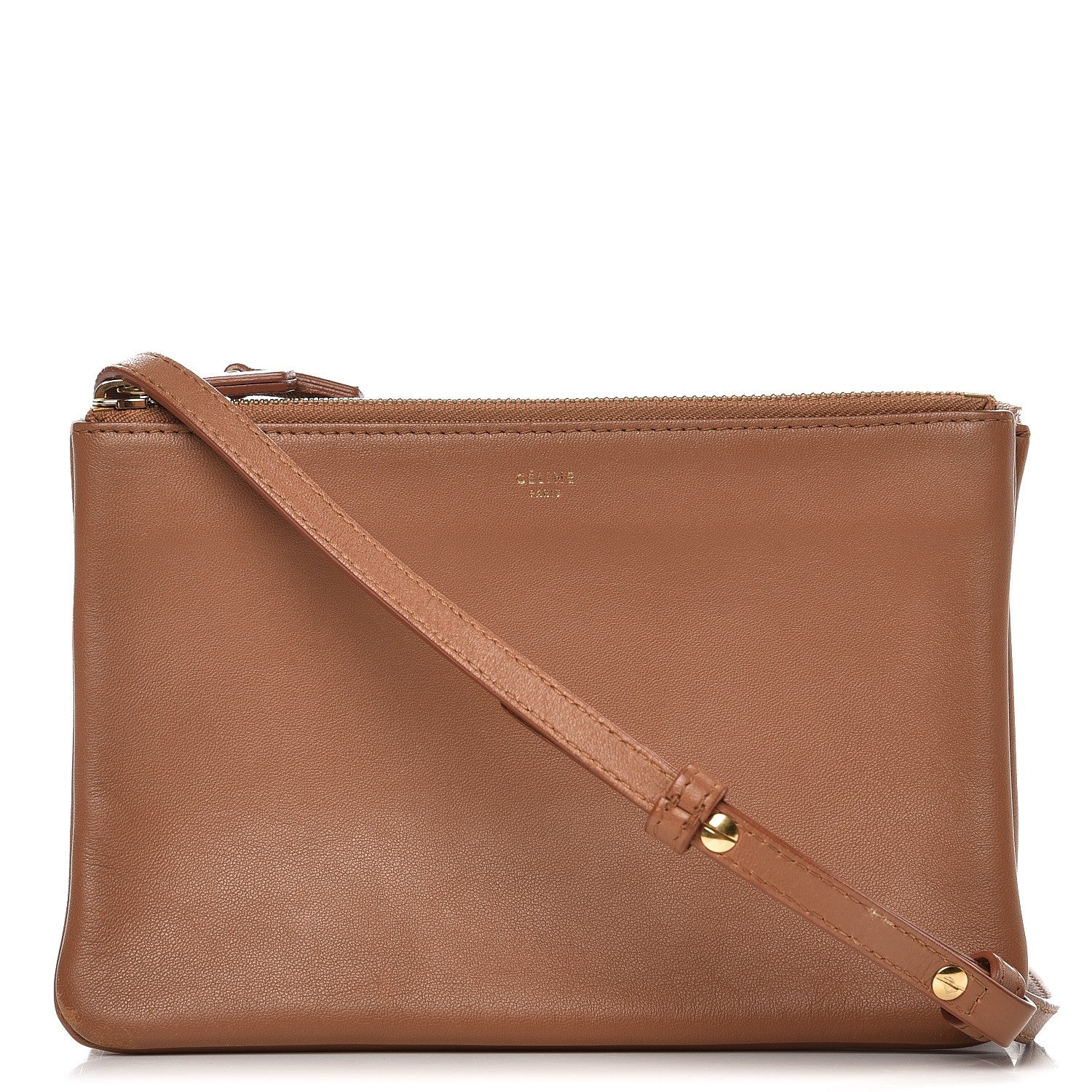 Celine Lambskin Small Trio Crossbody Bag Tan 1 of 11