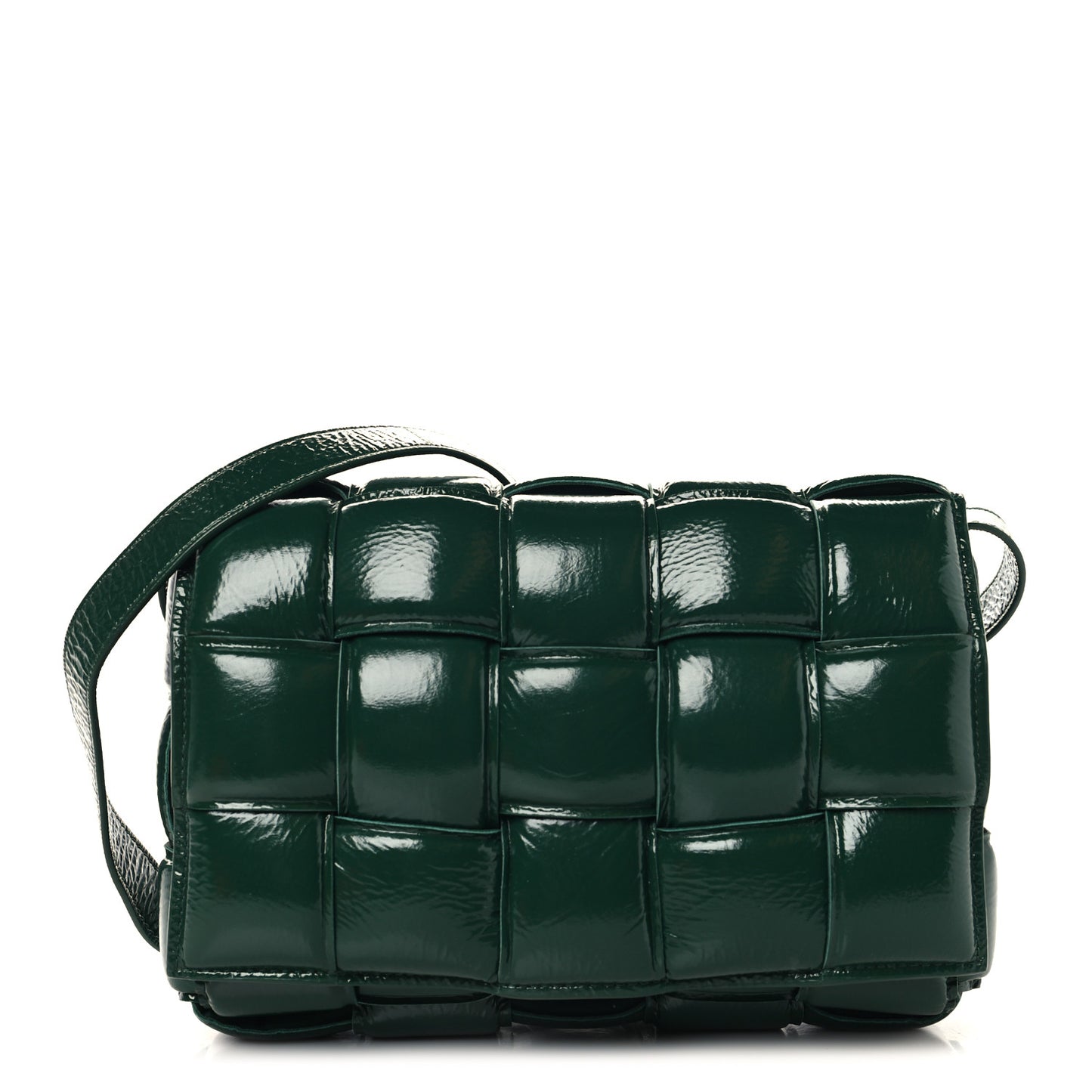 Textured Deerskin Maxi Intrecciato Padded Cassette Crossbody Bag Raintree