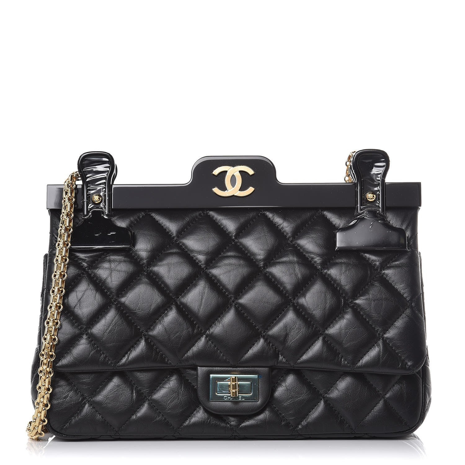 Chanel Aged Calfskin Quilted 2.55 Reissue 225 Hanger Flap Black 1 of 9