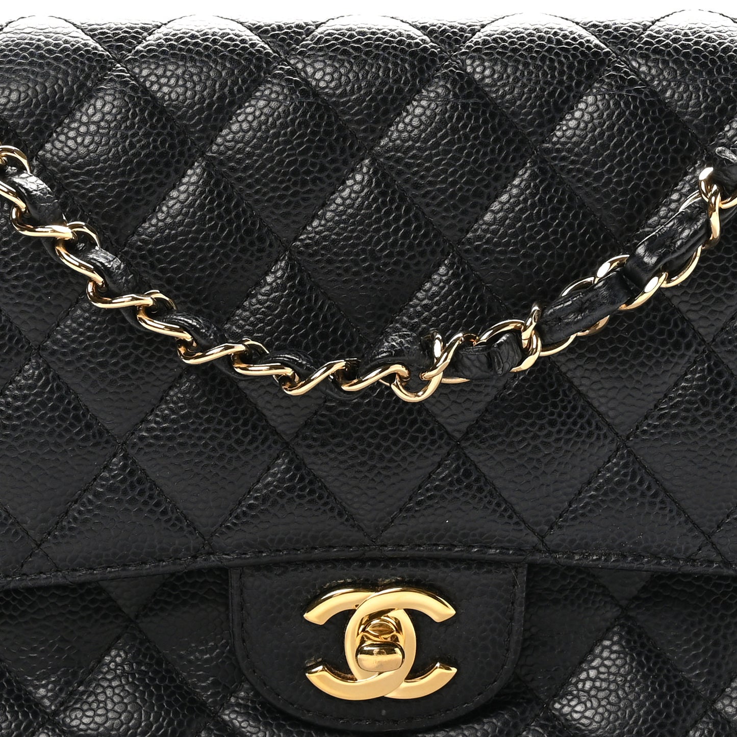 Caviar Quilted Medium Double Flap Black
