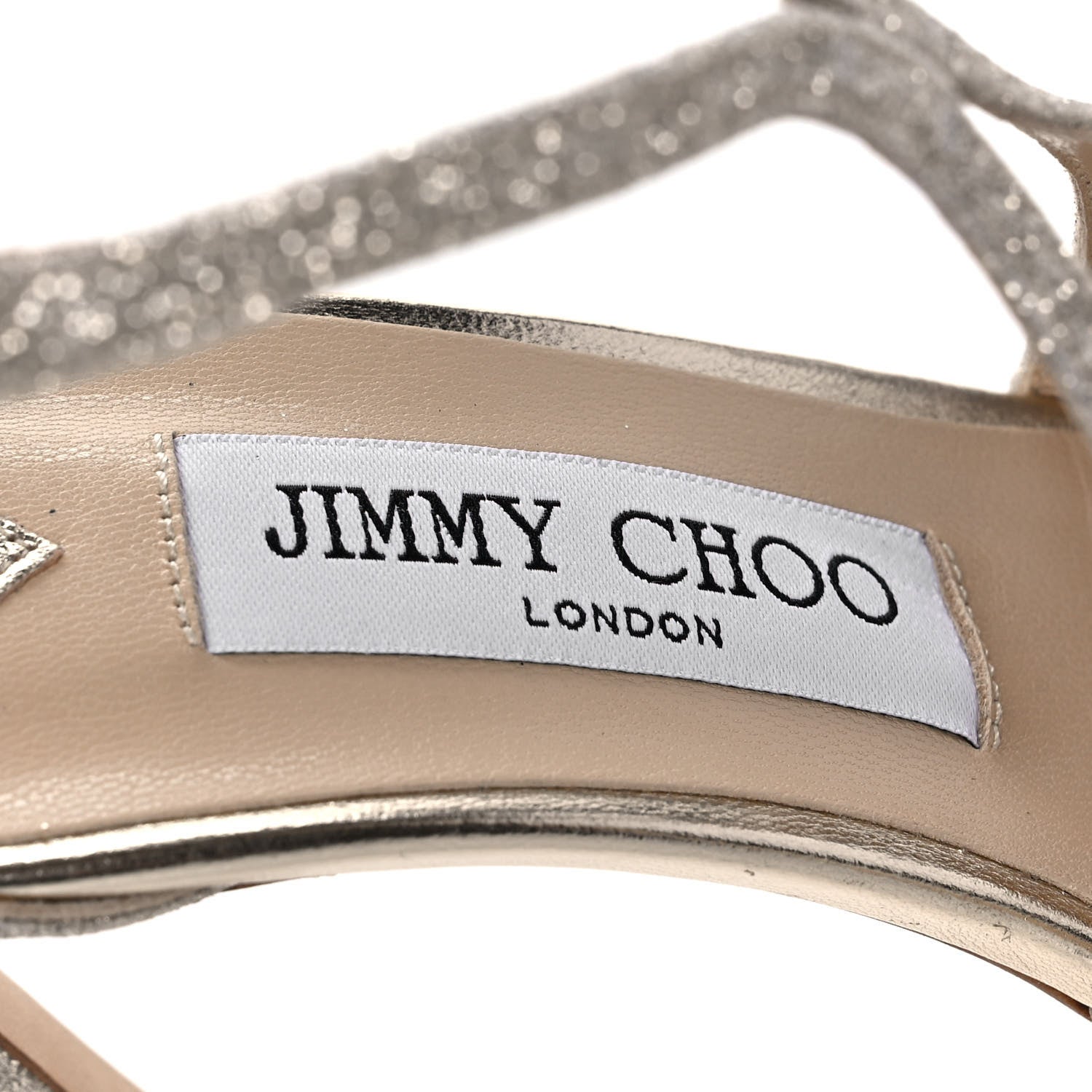 Jimmy Choo Dusty Glitter Azia 95 Strap Sandals 36.5 Platinum Ice 7 of 10