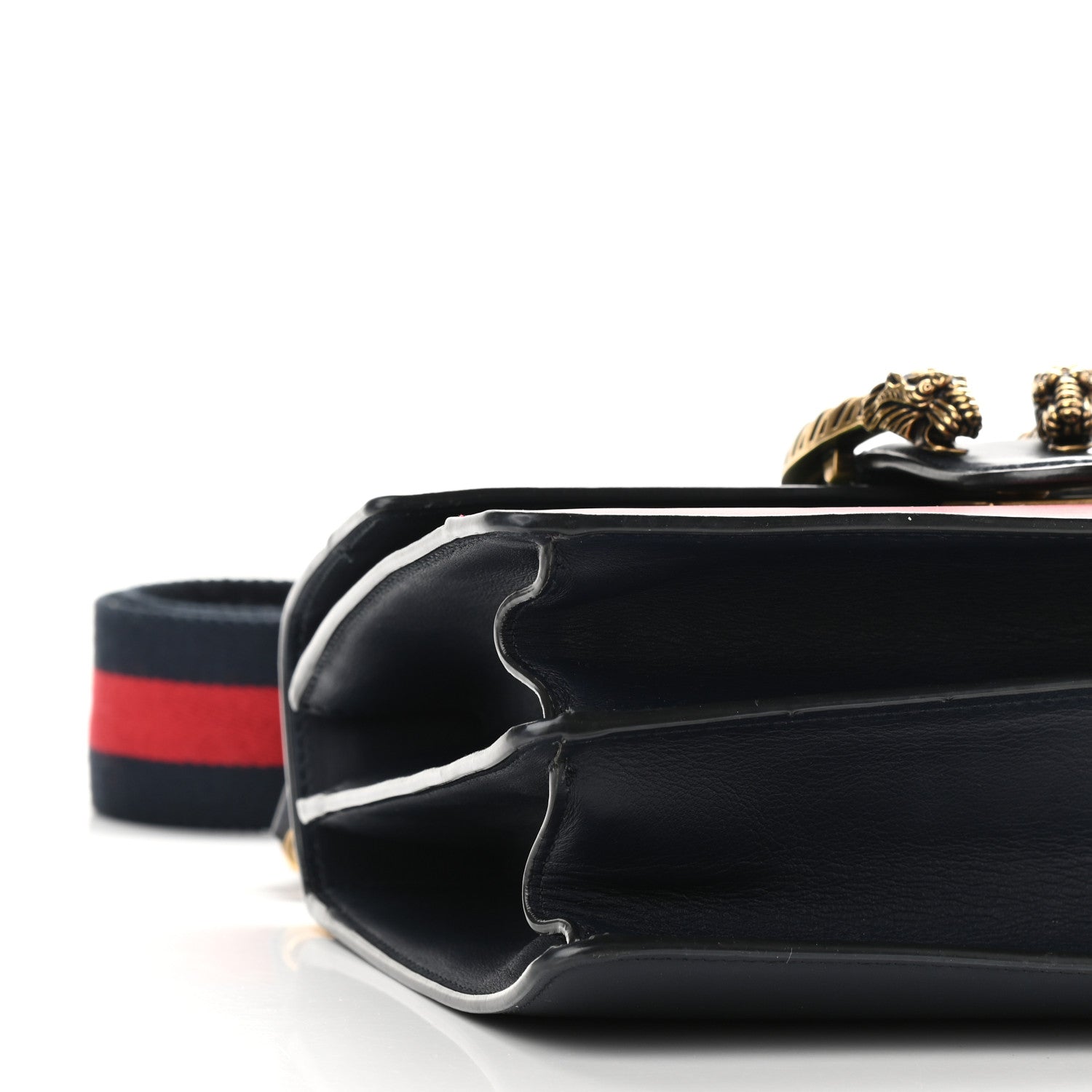 Gucci Moon Calfskin Bamboo Web Medium Dionysus Top Handle Bag Blue Emerald Hibiscus Red 8 of 9