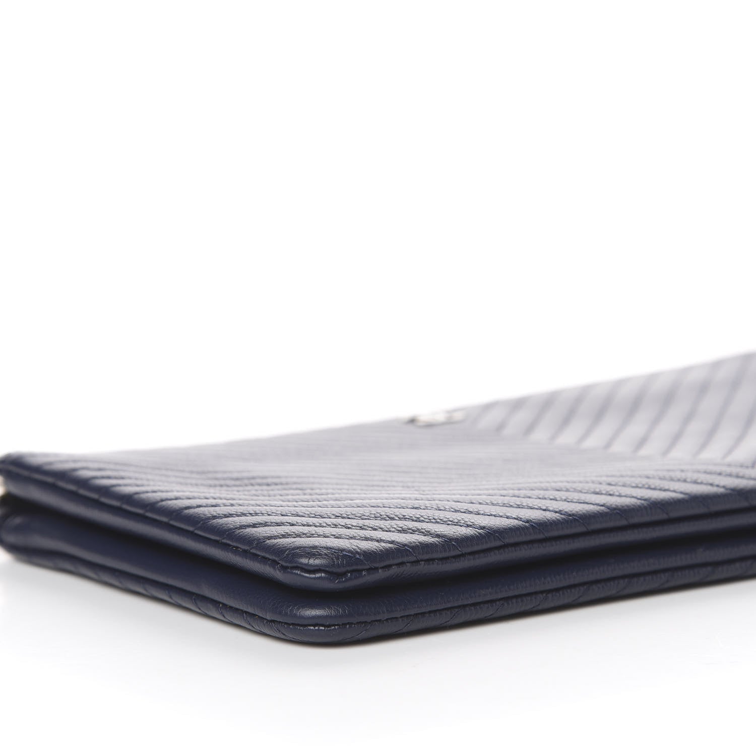 Chanel Caviar Chevron Quilted Large Zipped Clutch Navy 10 of 11