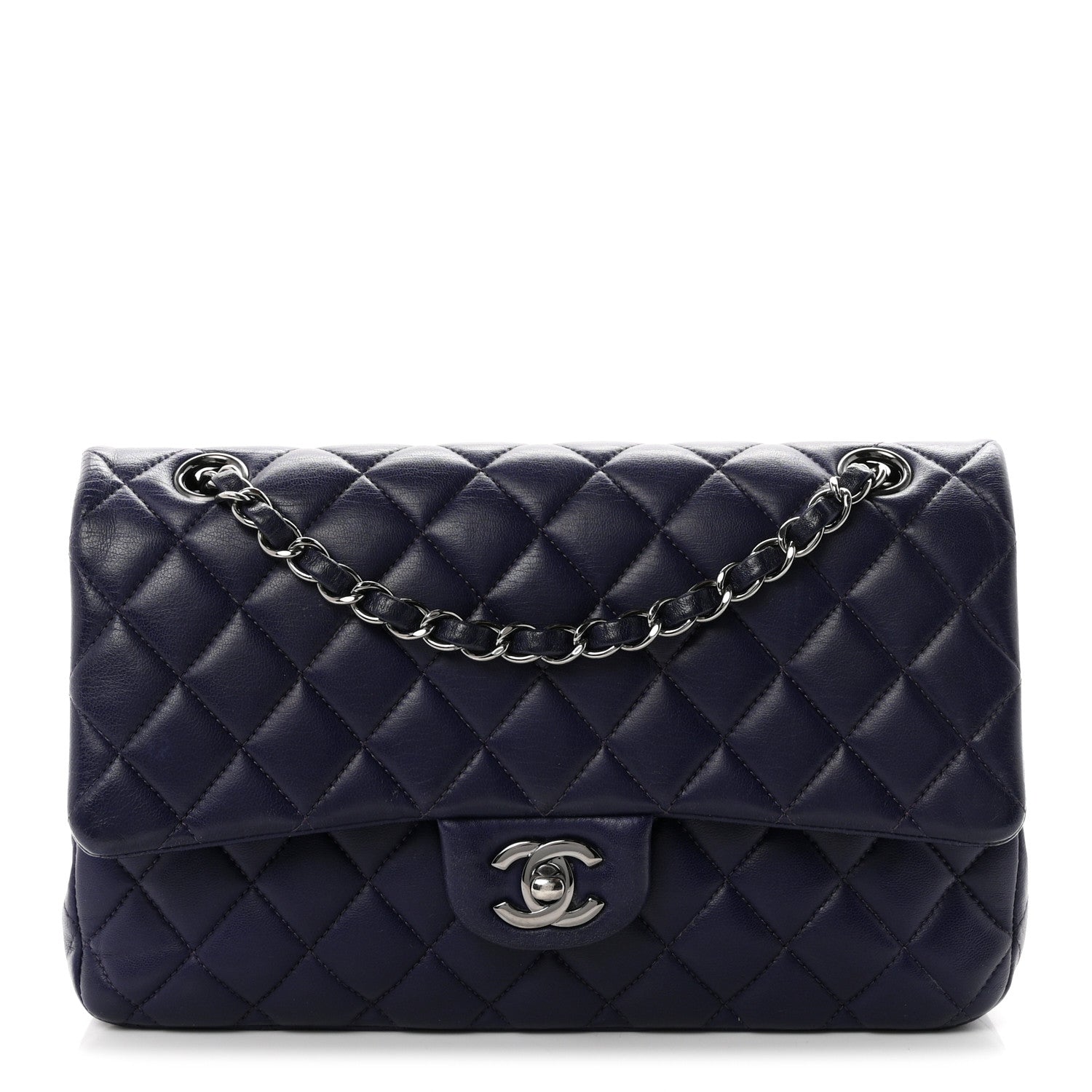Chanel Lambskin Quilted Medium Double Flap Dark Purple 1 of 10