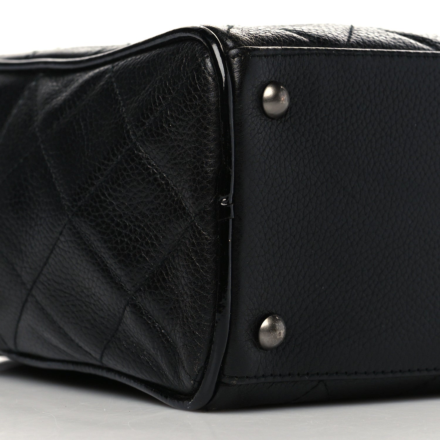 Chanel Calfskin Patent Quilted Bowler Black 8 of 10