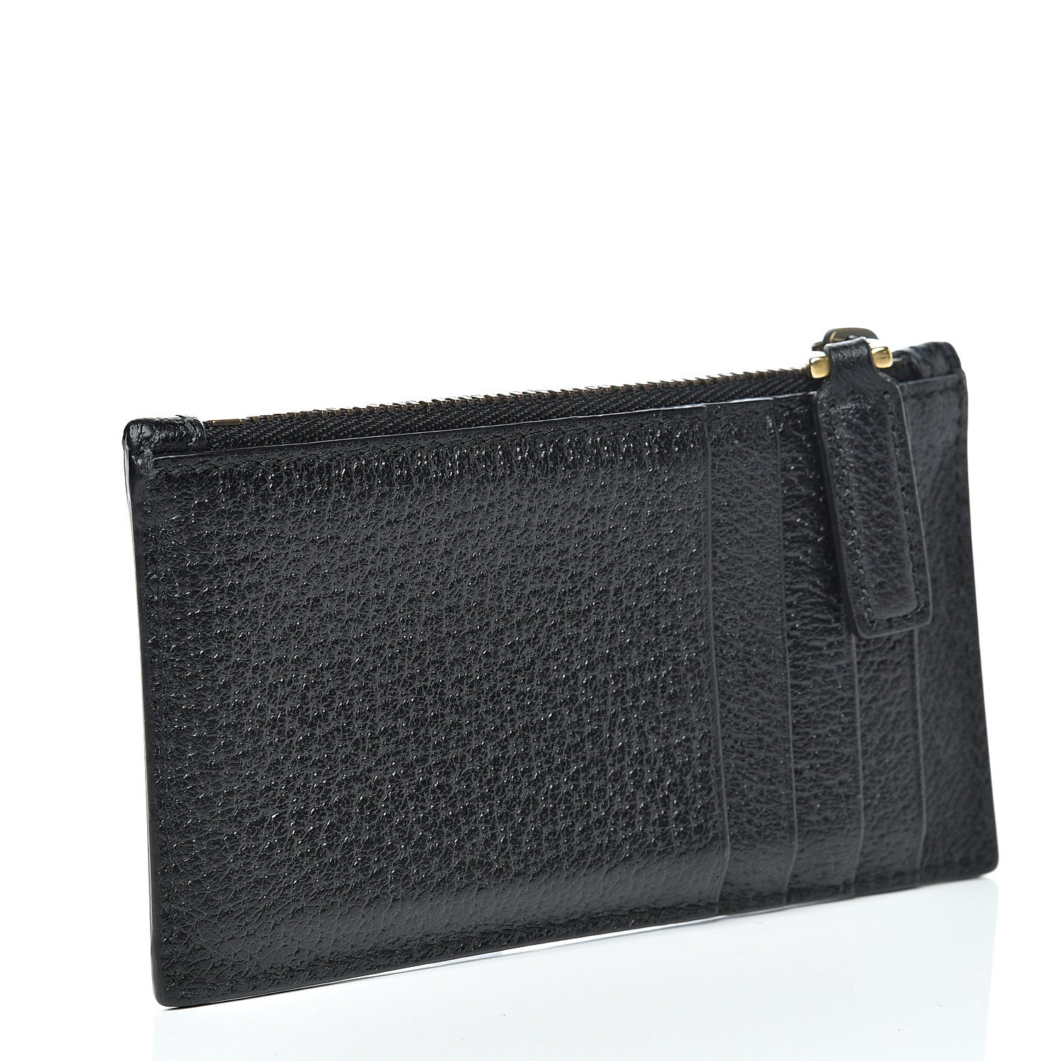 Gucci Calfskin Boar Effect GG Marmont Coin Case Card Holder Black 2 of 7