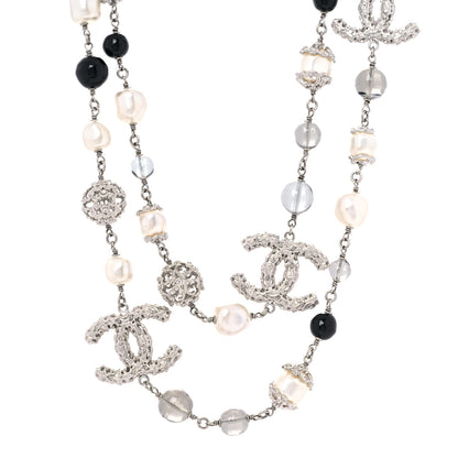 Chanel Pearl Crystal CC Textured Beaded Long Necklace 1 of 5