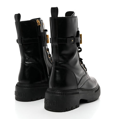 Fendi Vitello Abrasivato Fendigraphy 50mm Biker Boots 40 Black 4 of 9