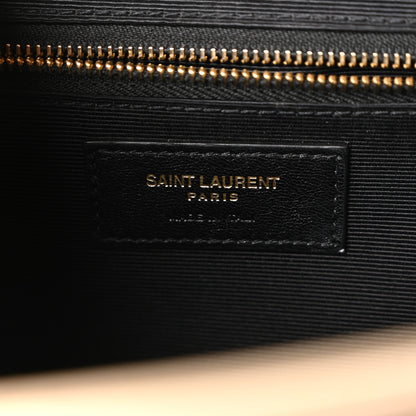 Saint Laurent Grain De Poudre Matelasse Chevron Large Monogram Satchel Dark Beige 6 of 11