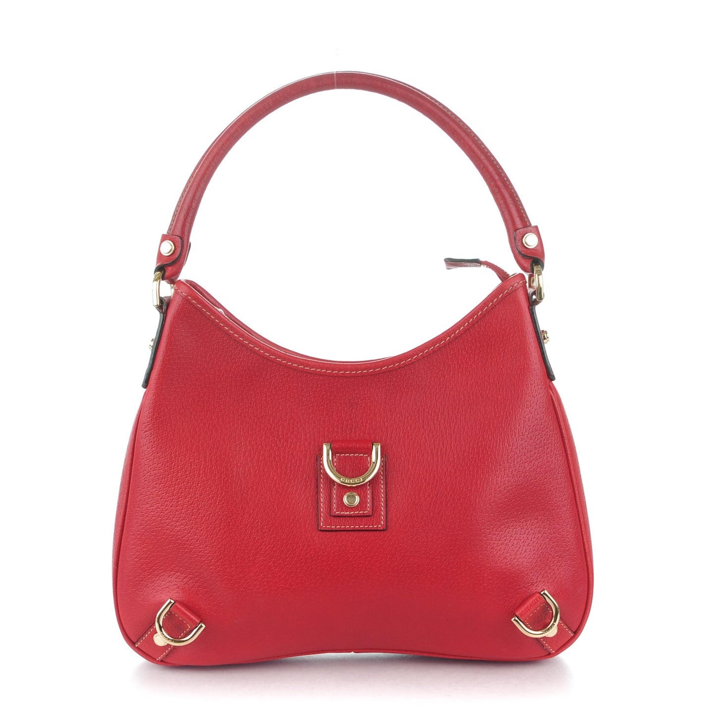 Calfskin Abbey D Ring Hobo Red
