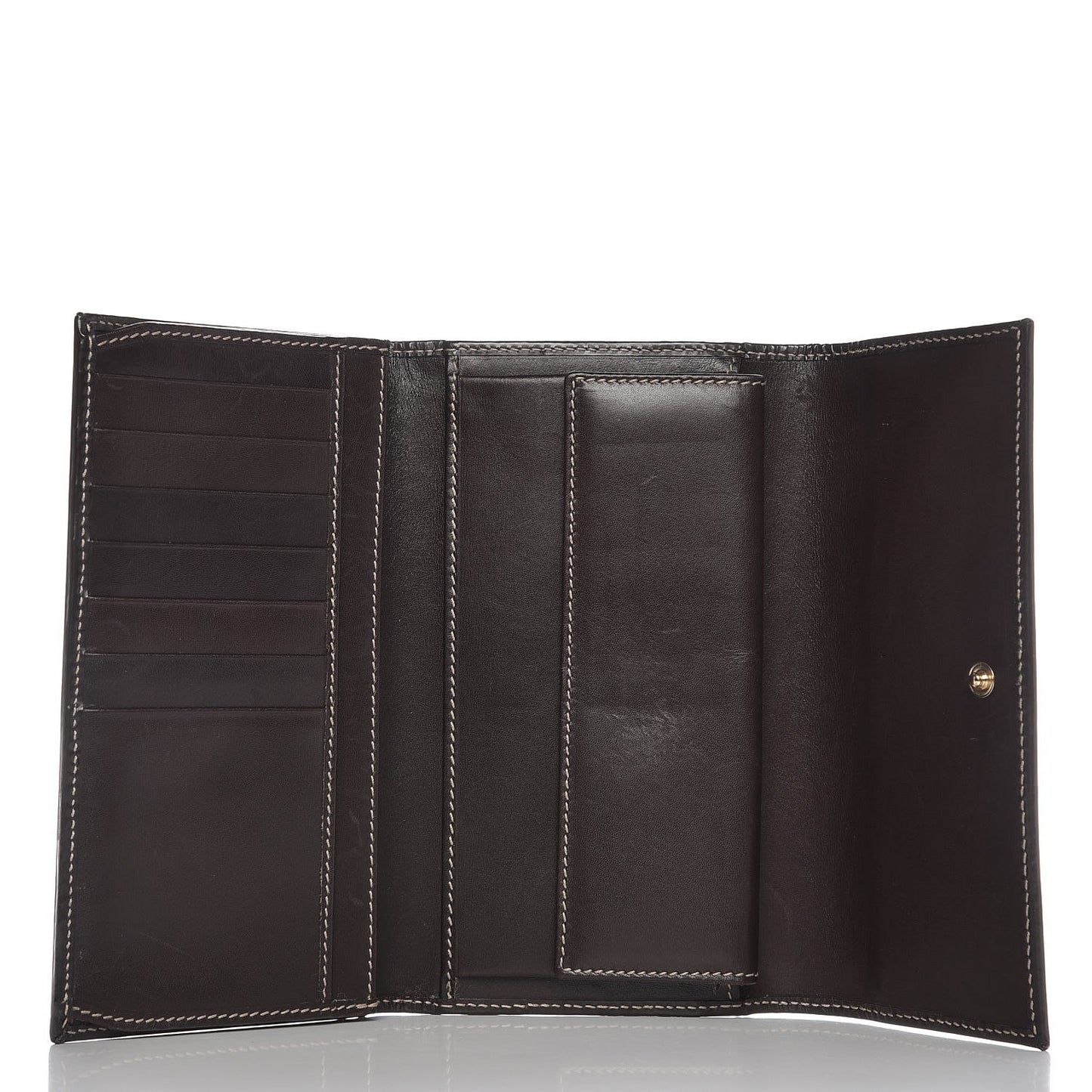 GG Plus Monogram Joy Continental Snap Oranizer Wallet Beige Ebony Dark Brown