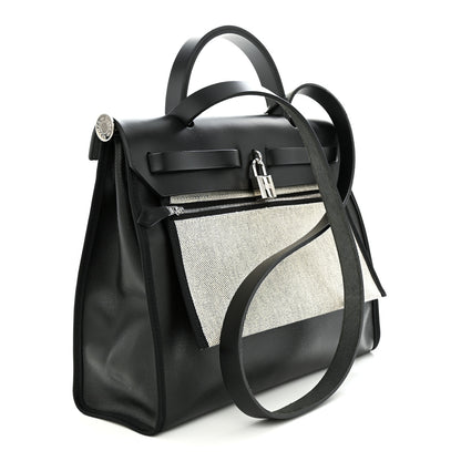 Hermes Toile H Berline Vache Hunter Herbag Zip PM 31 Black Ecru 4 of 11