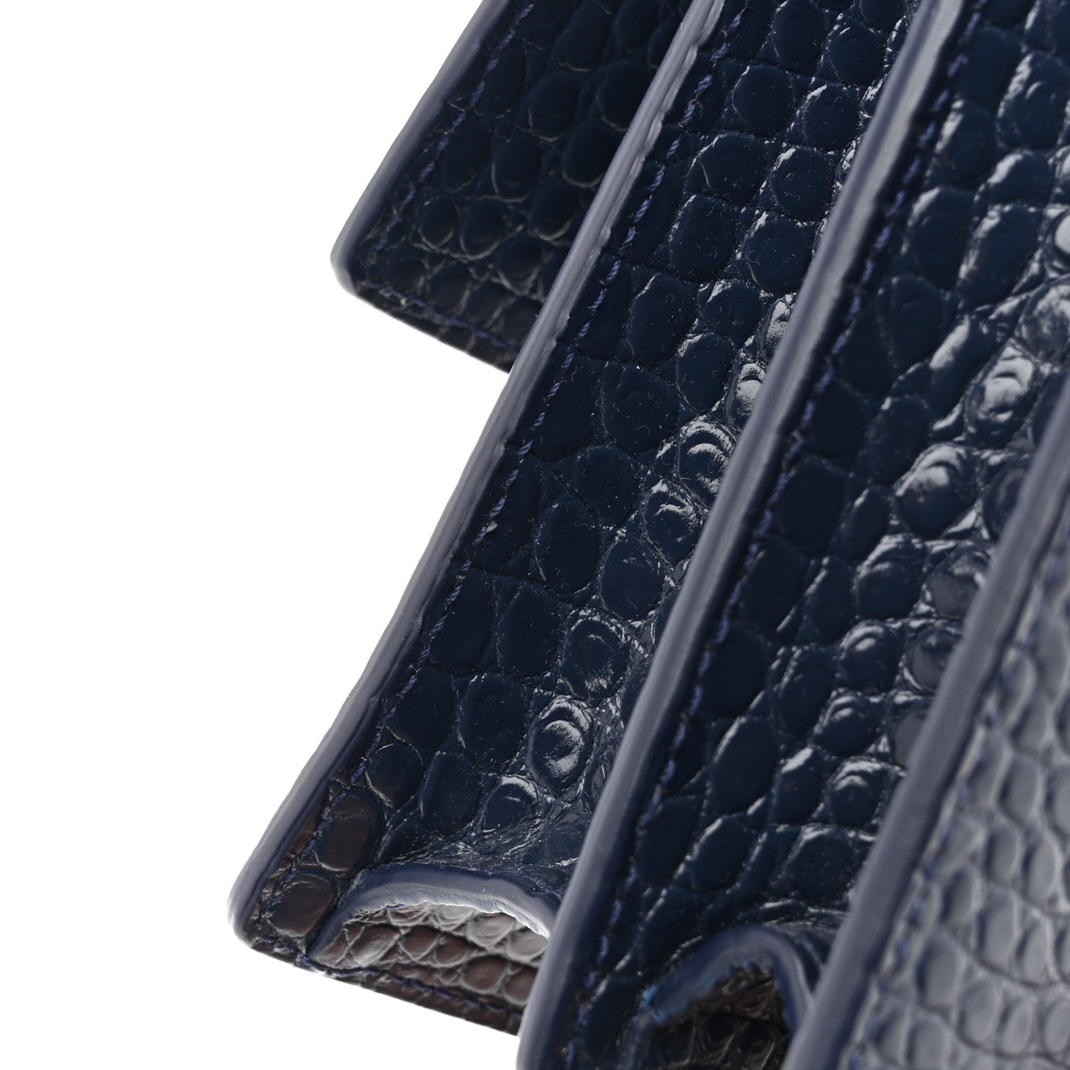 Saint Laurent Calfskin Crocodile Embossed Medium Monogram Sunset Navy 11 of 12