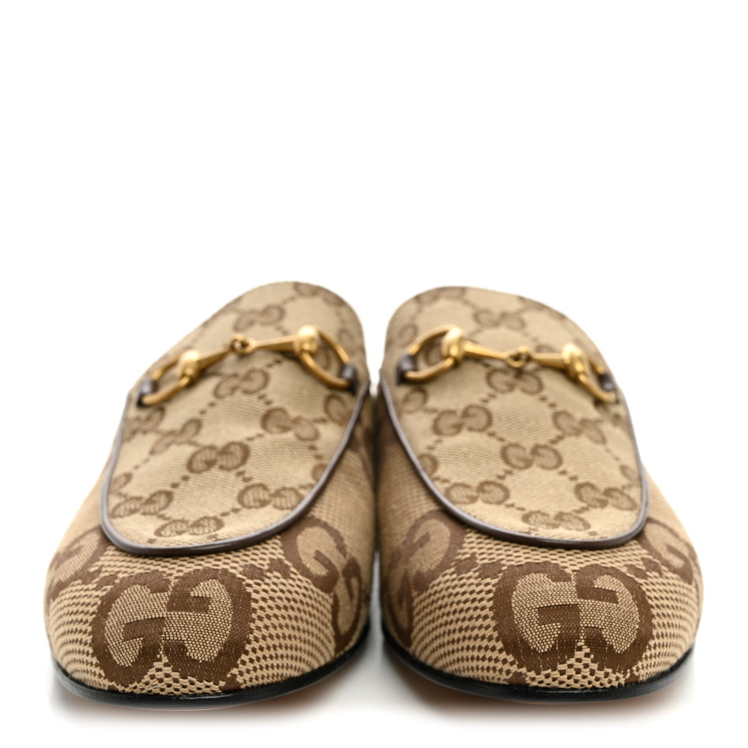 Gucci Monogram Jumbo GG Malaga Kid Womens Princetown Slippers 36 Camel Ebony New Acero Beige 2 of 9