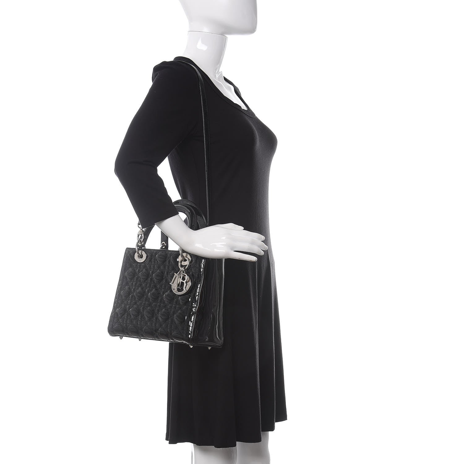 Christian Dior Patent Cannage Medium Lady Dior Black 2 of 10