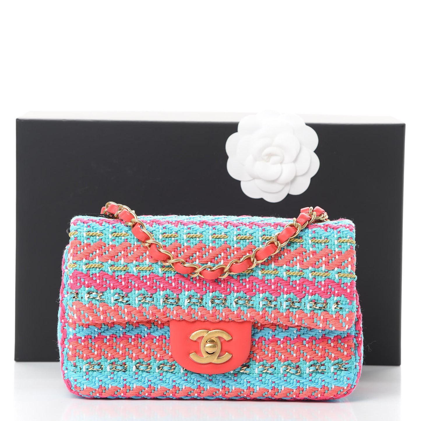 Cotton Mixed Fibers Woven Mini Rectangular Flap Red Fuchsia Blue