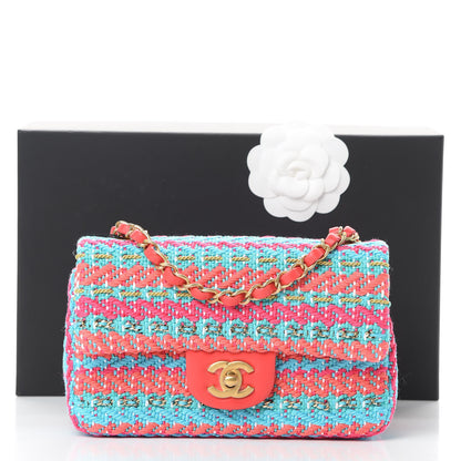 Chanel Cotton Mixed Fibers Woven Mini Rectangular Flap Red Fuchsia Blue 11 of 12