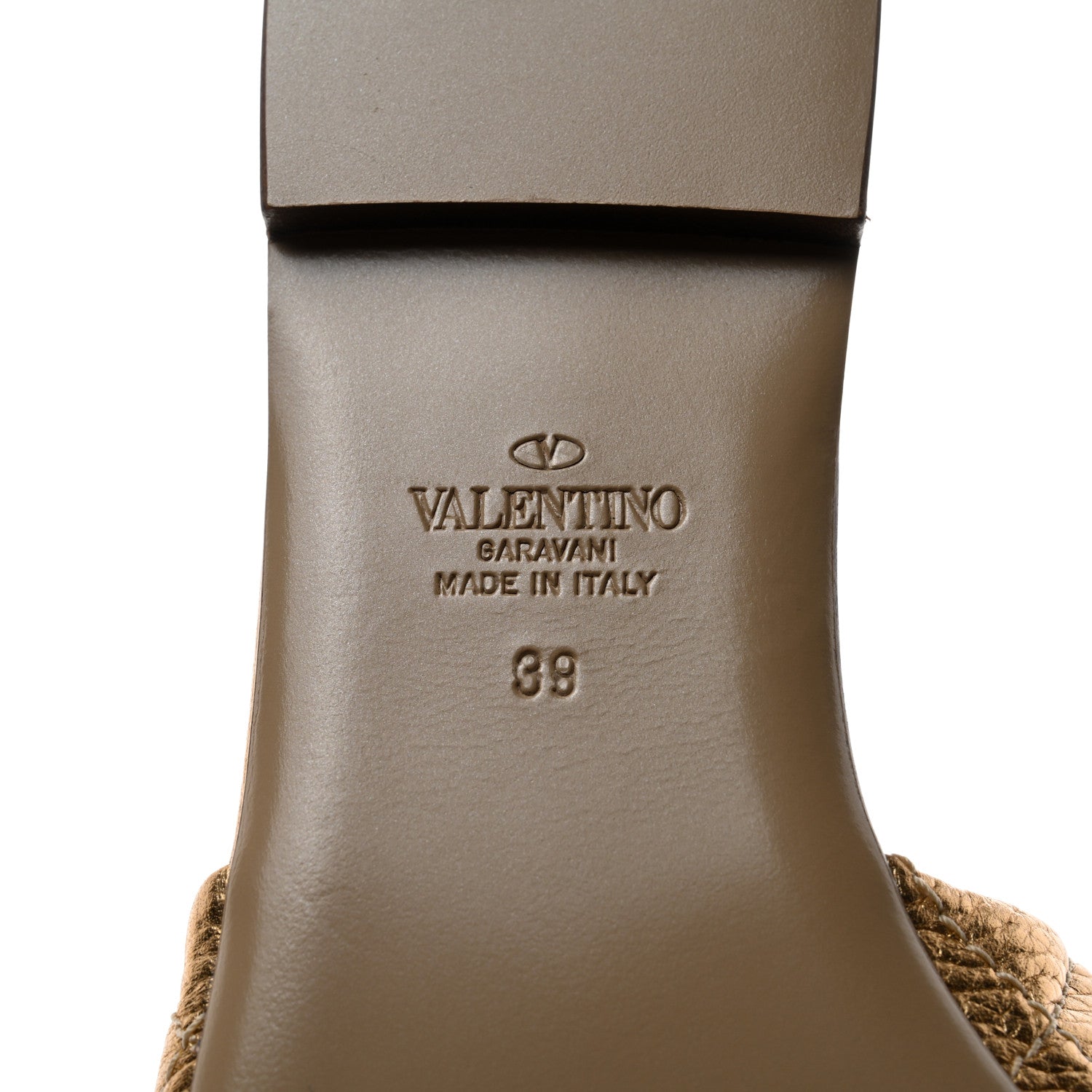 Valentino Garavani Metallic Pebbled Calfskin Roman Stud Flat Slide Sandals 39 Antique Brass 6 of 9
