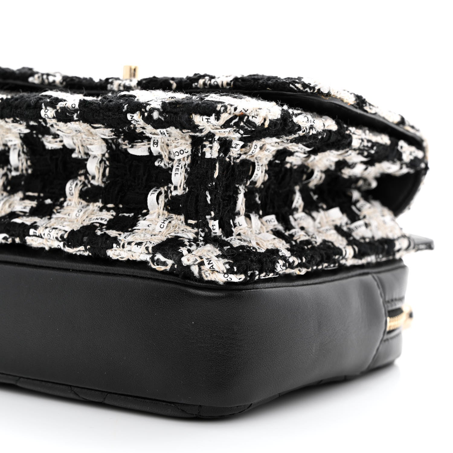 Chanel Tweed Lambskin Quilted Flap Black Ecru White 11 of 12