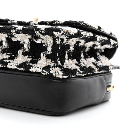 Chanel Tweed Lambskin Quilted Flap Black Ecru White 11 of 12