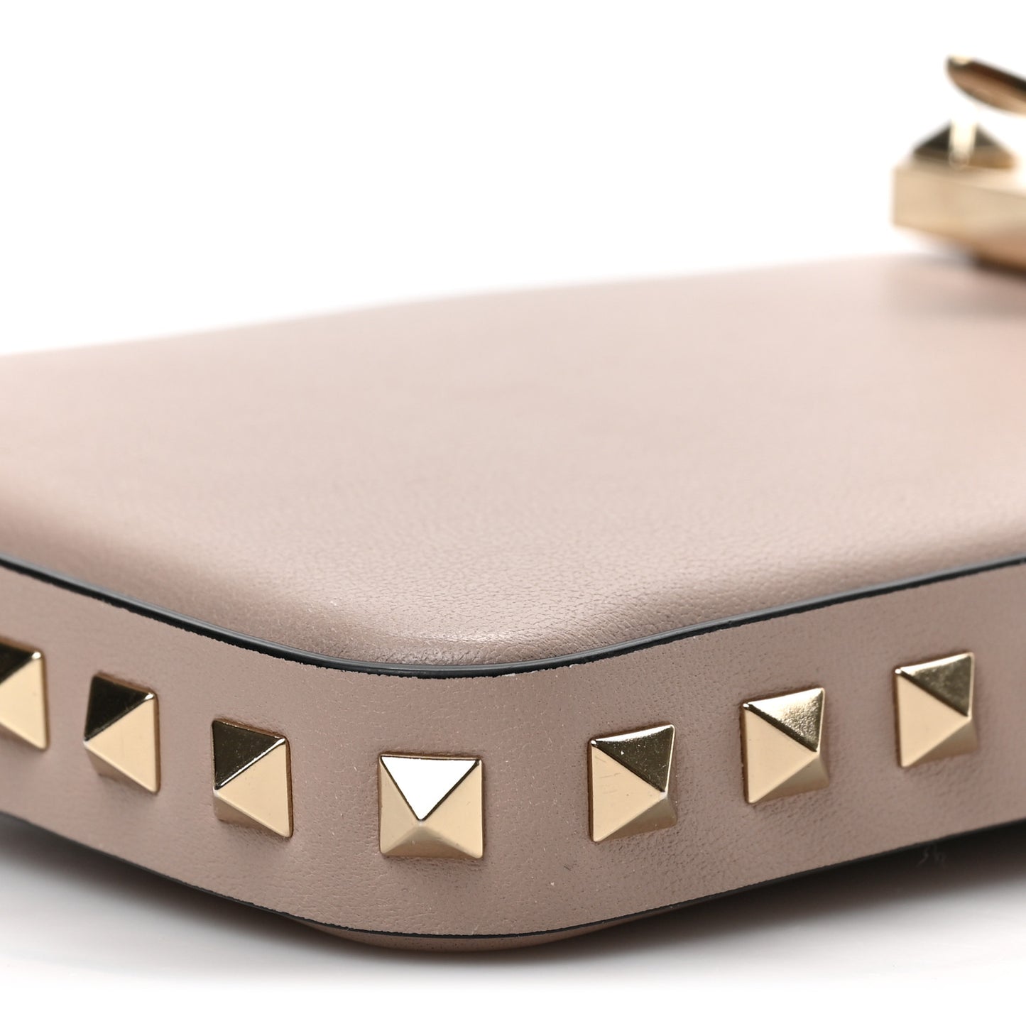 Calfskin Rockstud Phone Case Crossbody Poudre