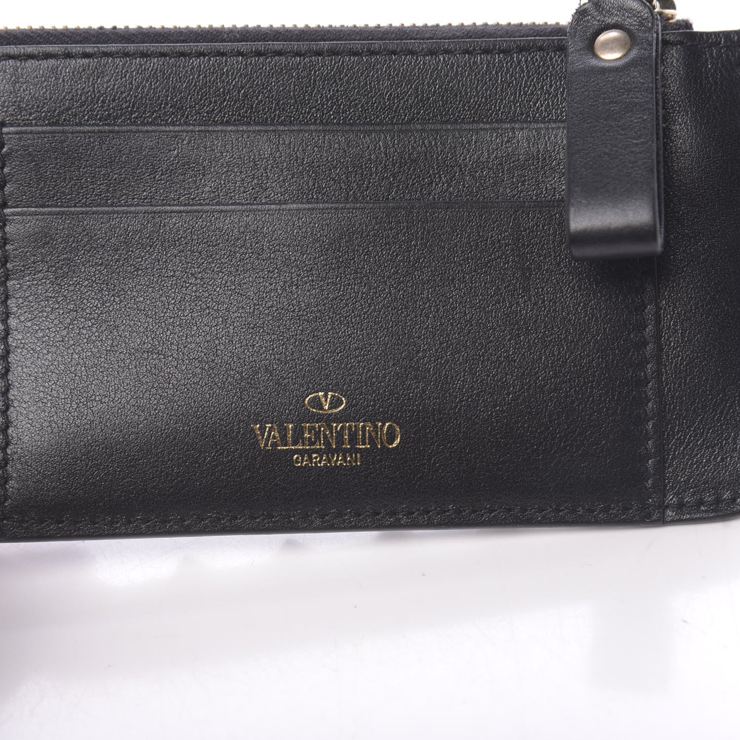 Valentino Garavani Vitello Rockstud Key Coin Case Card Holder Black 6 of 8