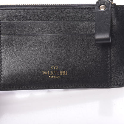Valentino Garavani Vitello Rockstud Key Coin Case Card Holder Black 6 of 8