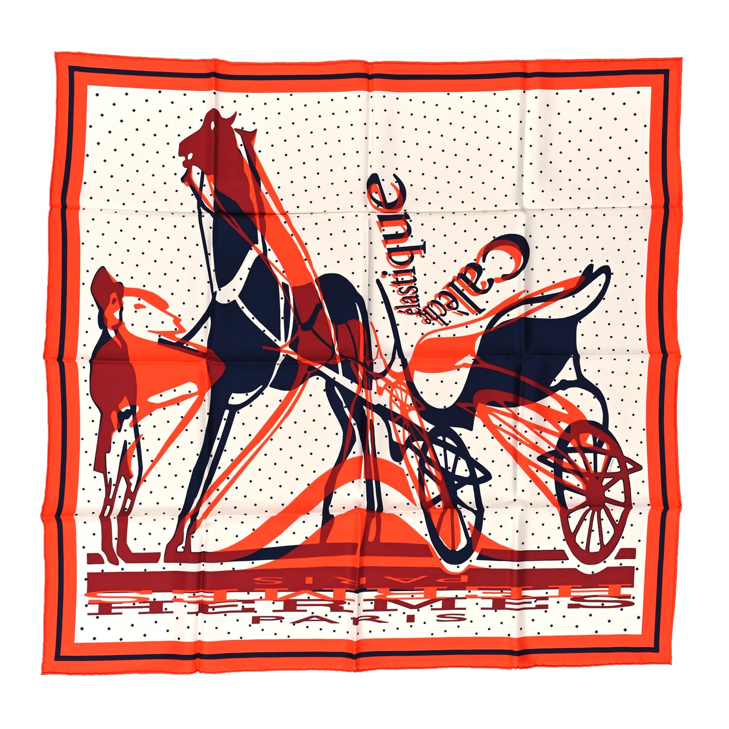 Silk Caleche Elastique Scarf 90 Vermillion White Marine