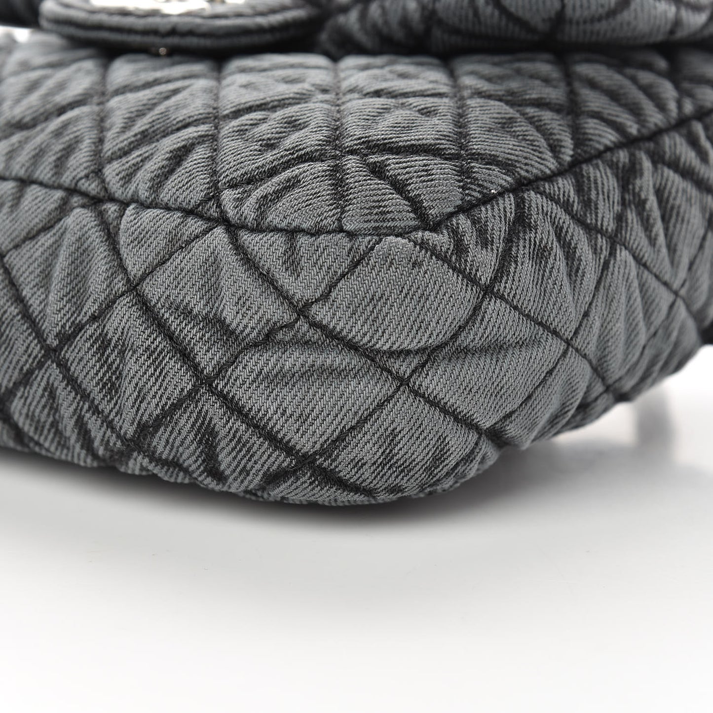 Washed Denim Quilted Small Denimpression Flap Grey Black