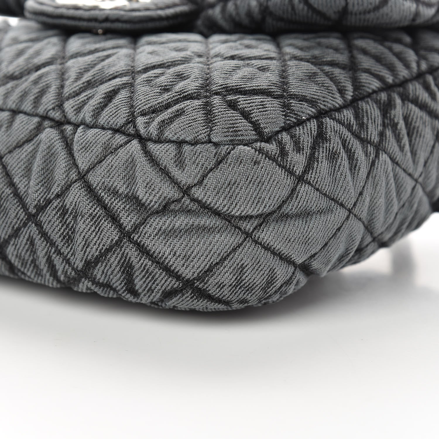 Chanel Washed Denim Quilted Small Denimpression Flap Grey Black 10 of 11
