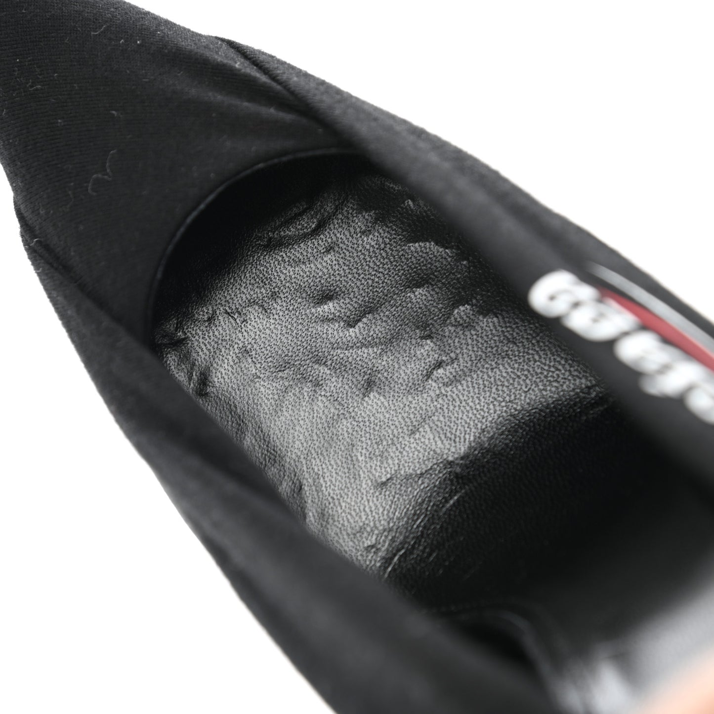 Jersey Crepe Political Campaign Logo Knife 115 Pointed Pumps 38 Black White Rouge